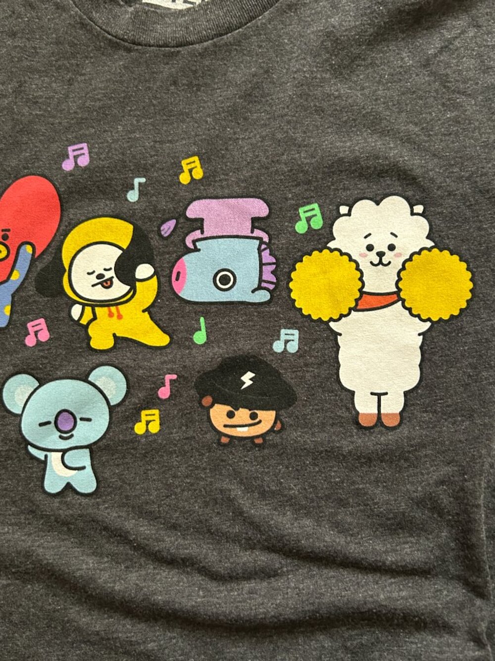 BT21 Dark Gray Graphic Tee Women's Small Colorful Illustration BTS Merch - Picture 4 of 5
